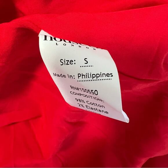 New House of CB Mariabella Dress Red Corset Midi Cotton Dress Lace Up Back Sz S - Picture 8 of 9